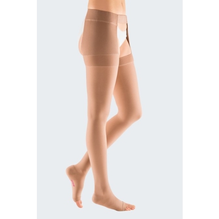 Anthracite knee below compression stockings CCL2, open toe mediven